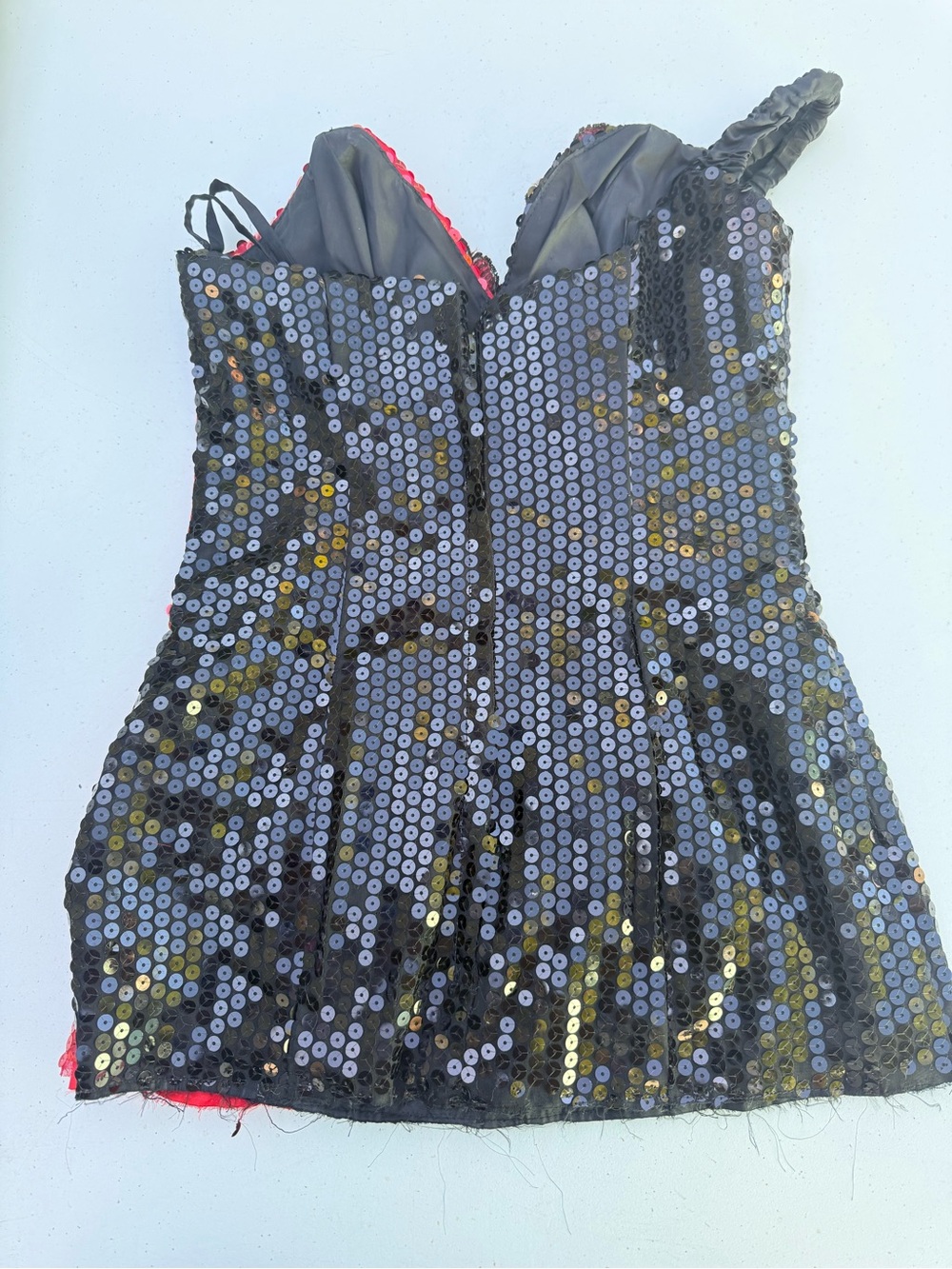 Vintage Sequined Black & Red Floral Bustier Top - Picture 2 of 6